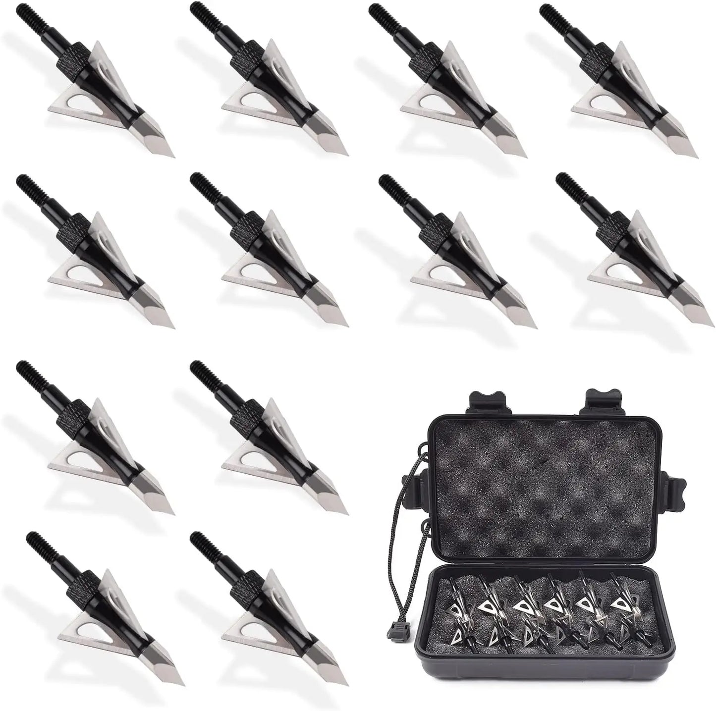 12PK Hunting Screw-in Broadheads 100 Grain Arrow Tips