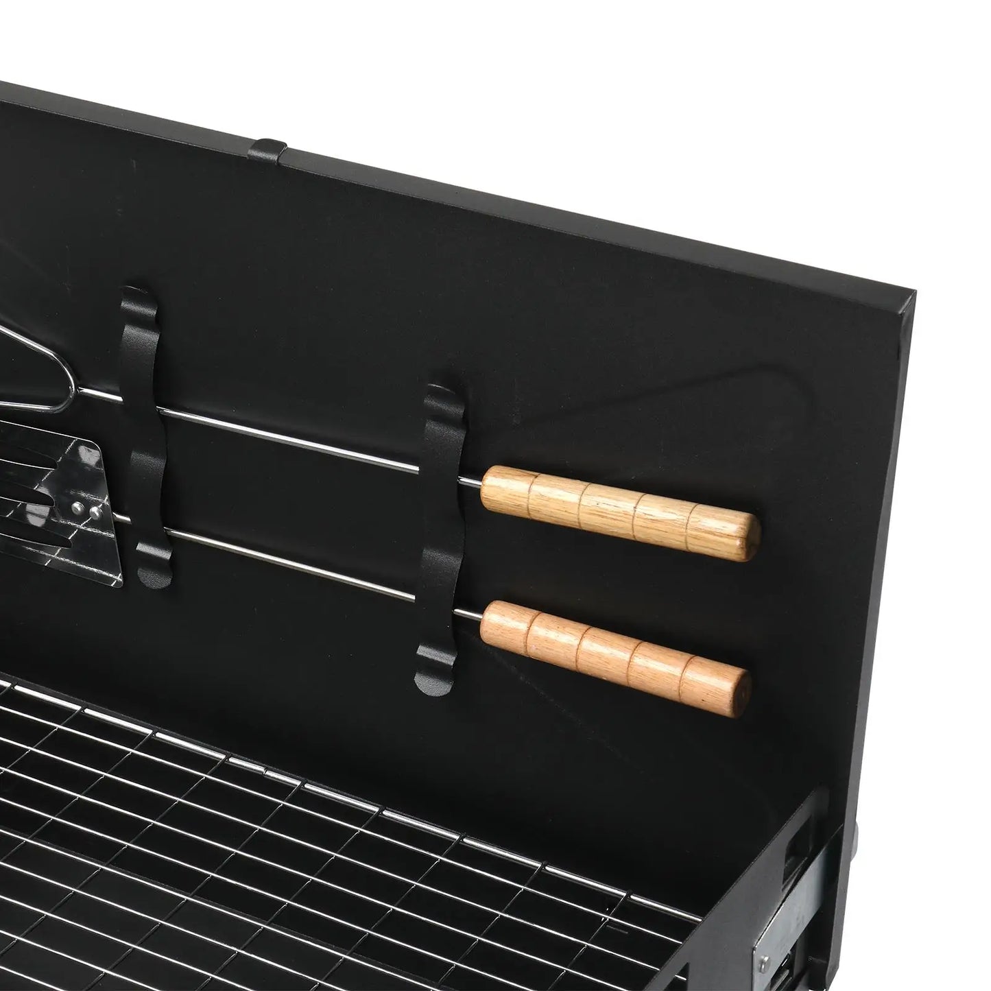 Black Portable Charcoal Grill - Compact Outdoor Barbecue
