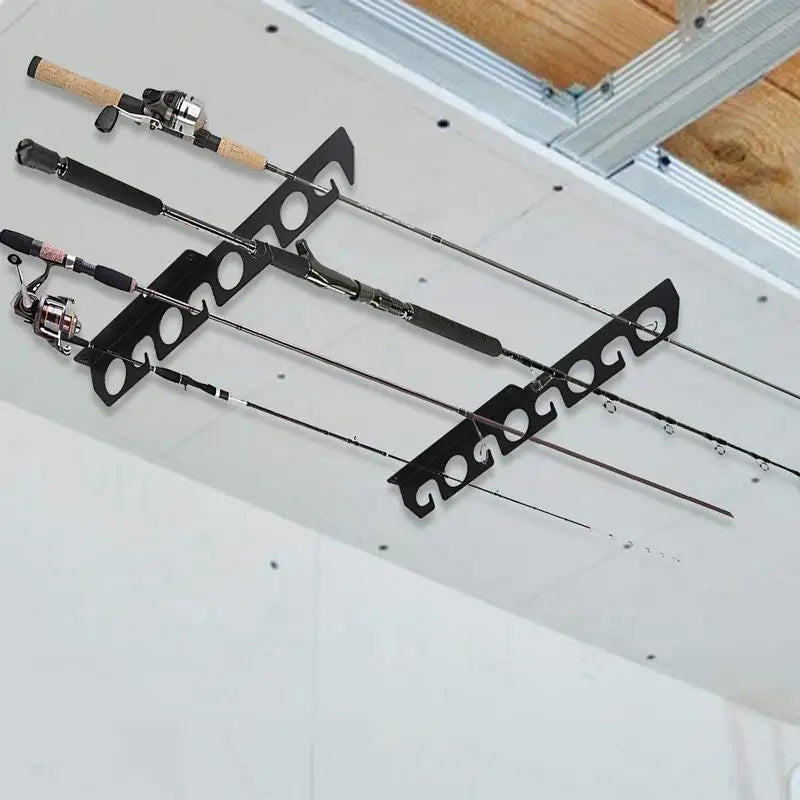 Fishing Rod Storage Horizontal Wall Mounted Fishing Rod Storage Rack Sturdy Steel Fishing Rod Storage Rack Space-Saving Pole