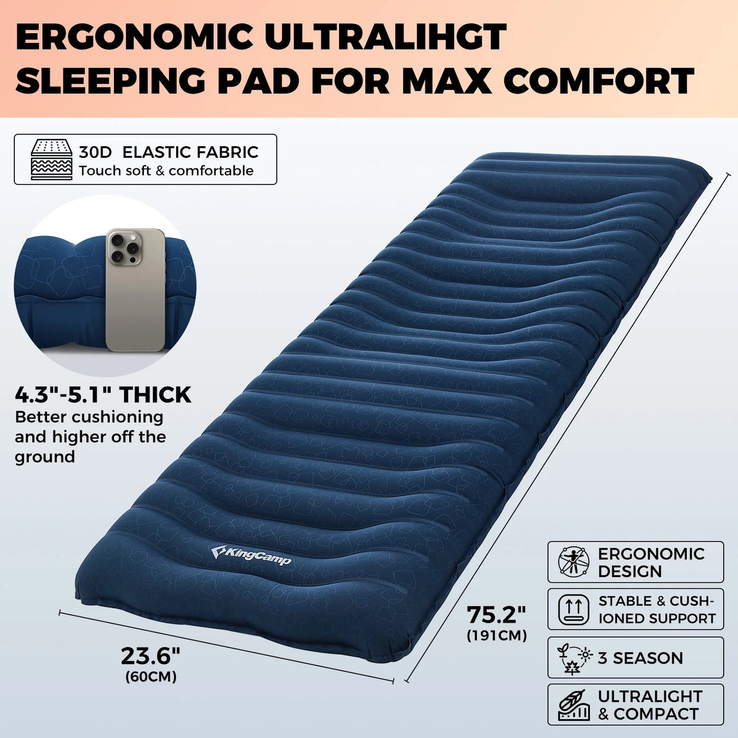 Sleeping Pad, Ultralight Inflatable Sleeping Pad.