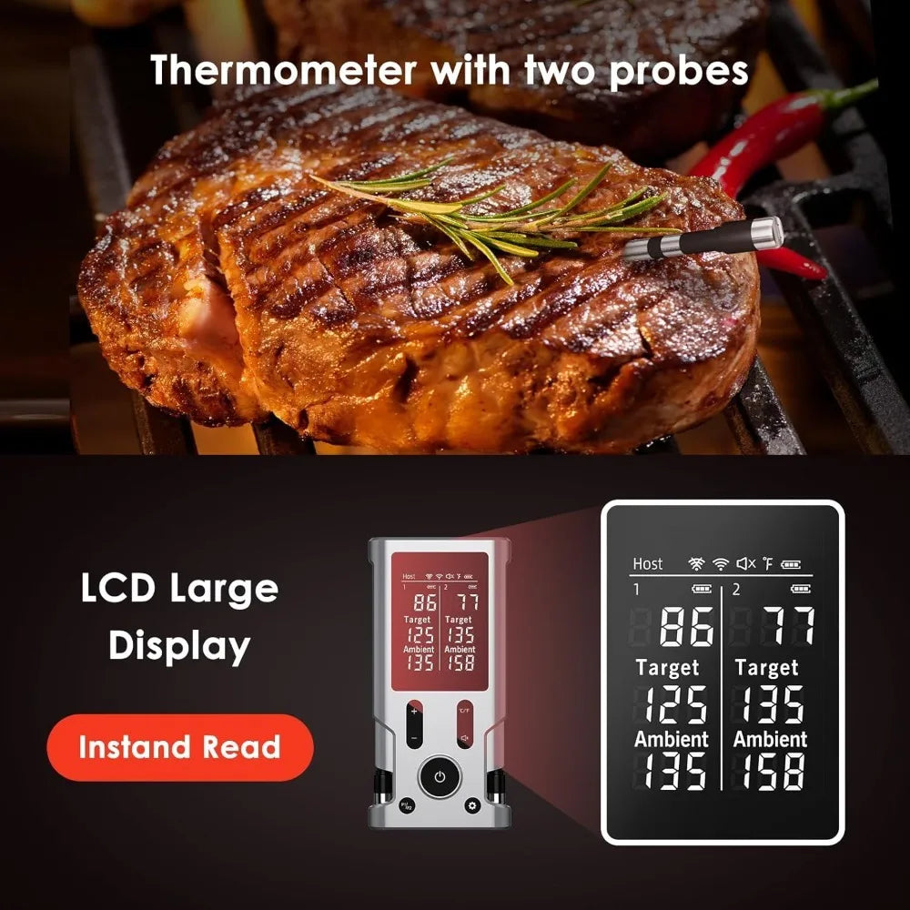 Wireless Meat Thermometer, 800FT Bluetooth Cooking Thermometer.