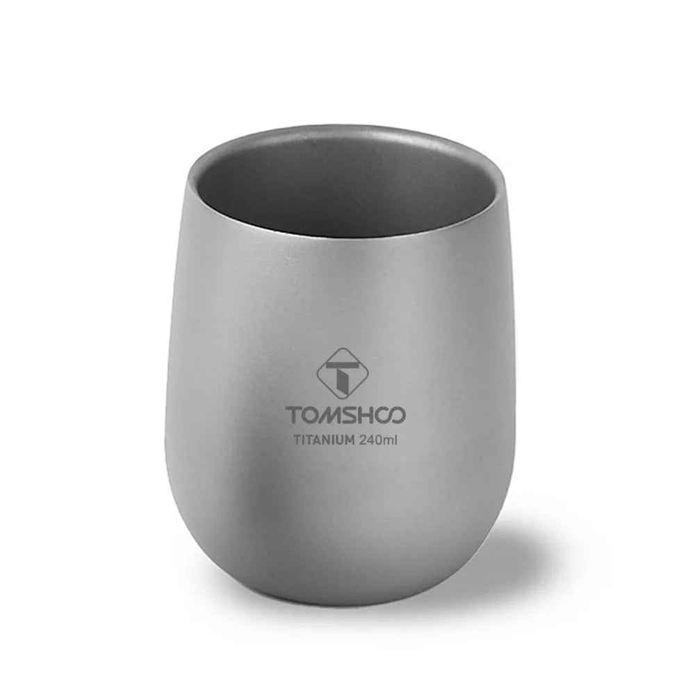 Tomshoo Titanium Cup Insulated Double Wall Drink Cup Outdoor Camping Titanium Water Cup for Camping Hiking Cool Camping Gear