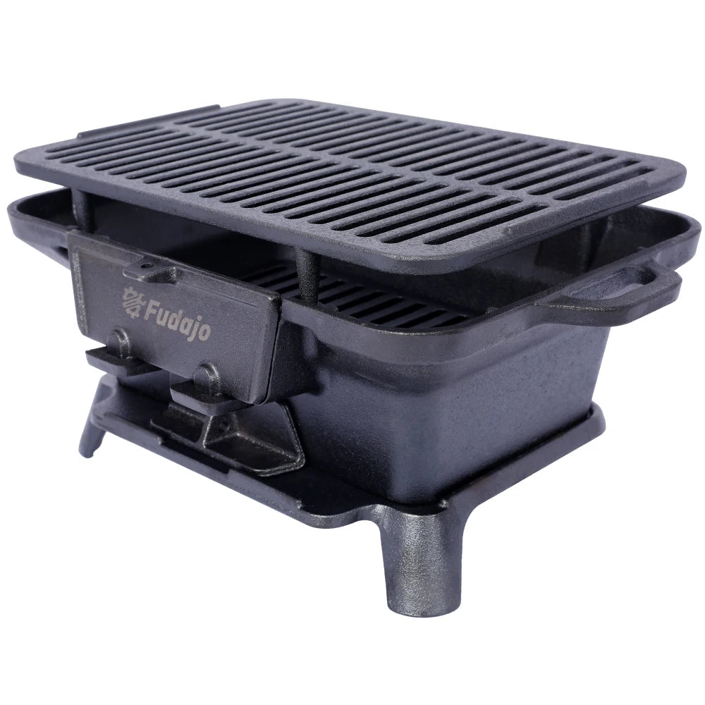 Grill Outdoor, Portable Charcoal Grill Tabletop Cast Iron.