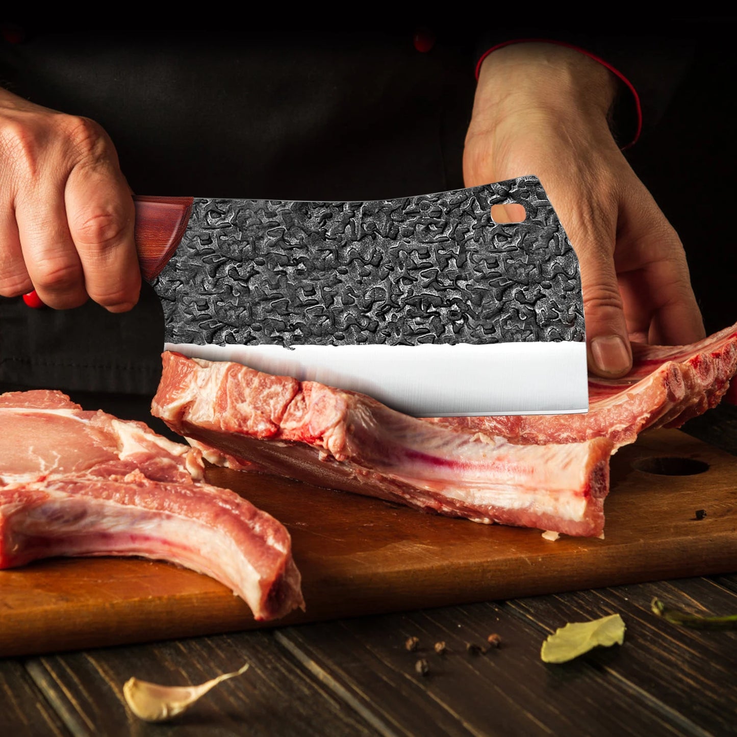 Hand Forged Hammer Meat Cleaver Sharp