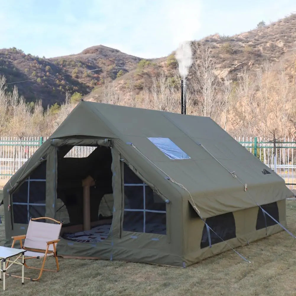 Inflatable Tent for Camping, 6-10 Person Blow up Tent Easy to Set ,Glamping with Stove Jack.