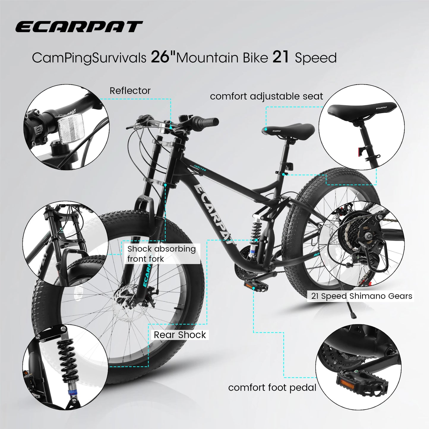 26 inch Mountain Bike, Full-Suspension 21 Speeds