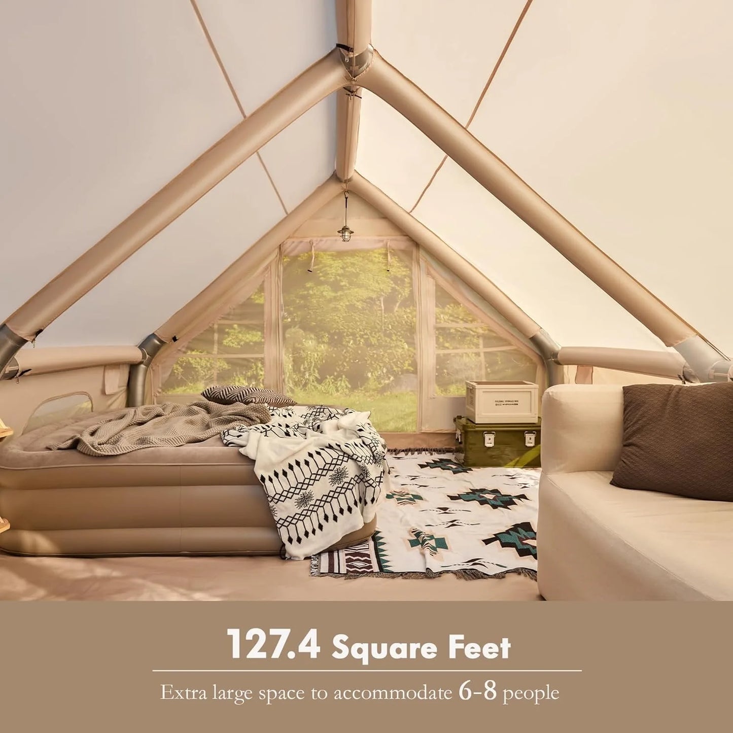 8-10 Person , Large Inflatable Camping Tent with Stove Jack