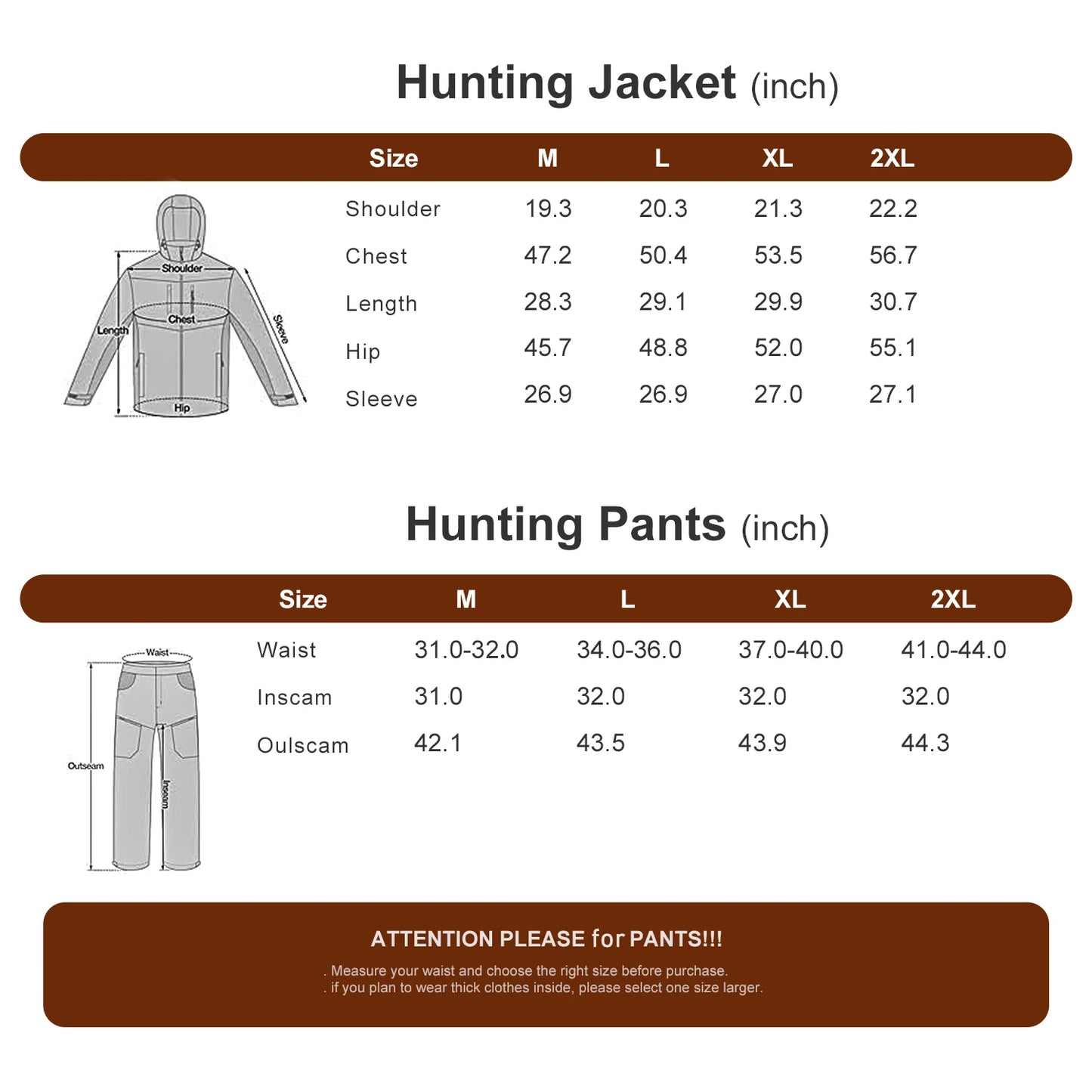 Water Resistant Silent Hunting Jacket and Pants.