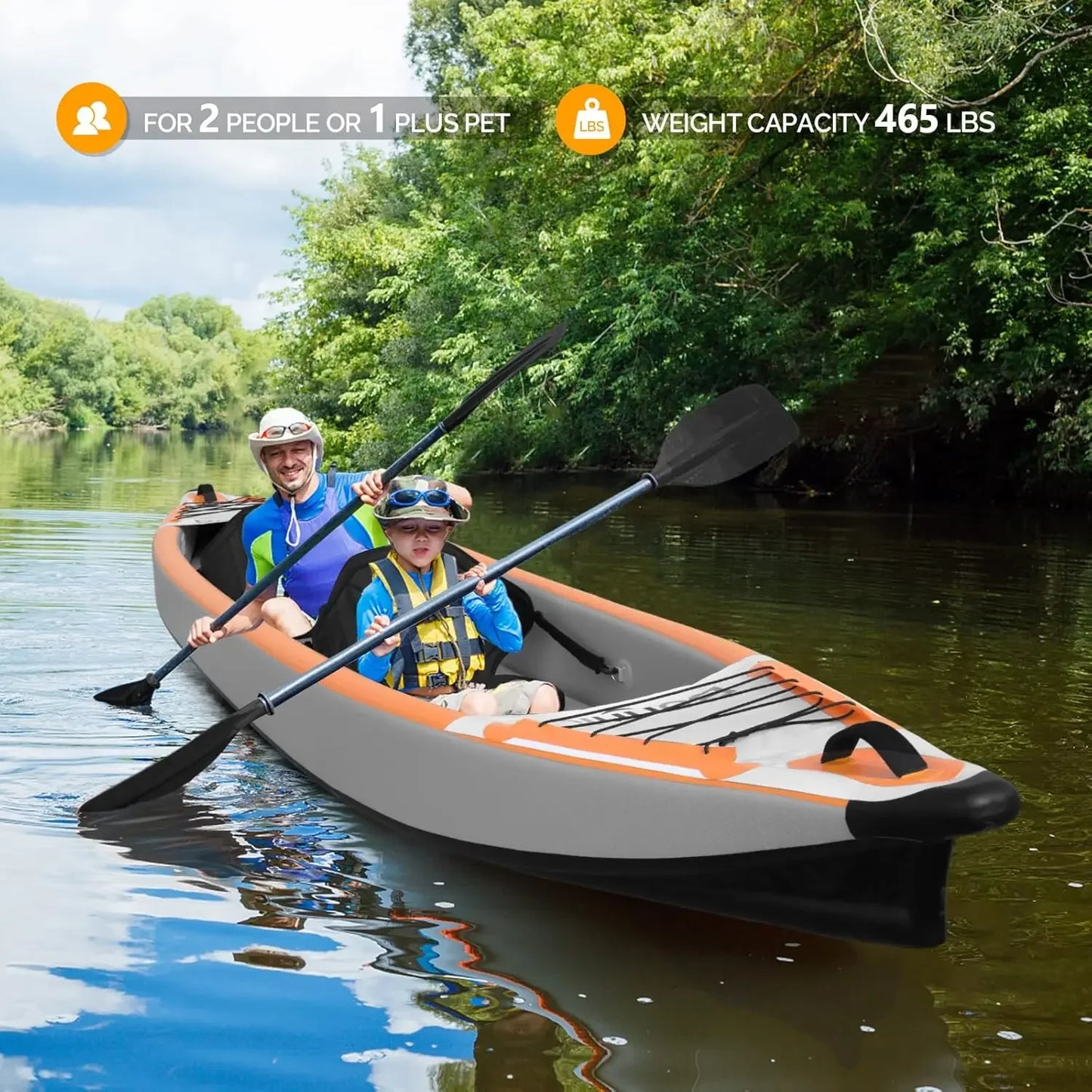 Kayak Foldable with Seats with 7.6 FT Aluminum Oars