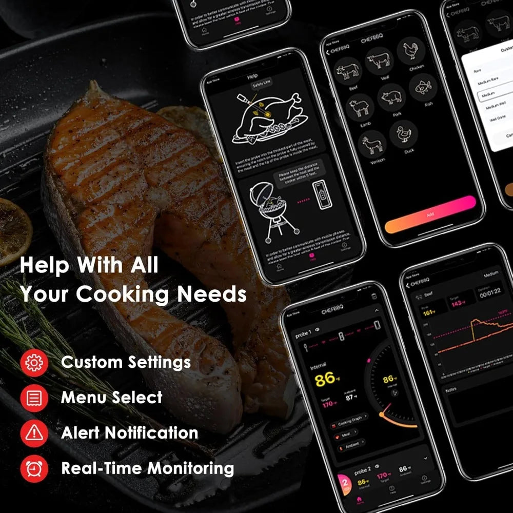 Wireless Meat Thermometer, 800FT Bluetooth Cooking Thermometer.