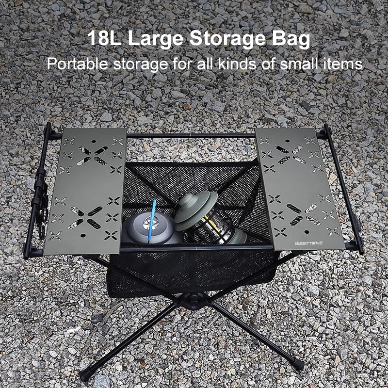 Folding Camping Table Aluminum Lightweight Portable Table with Storage Mesh Bag.