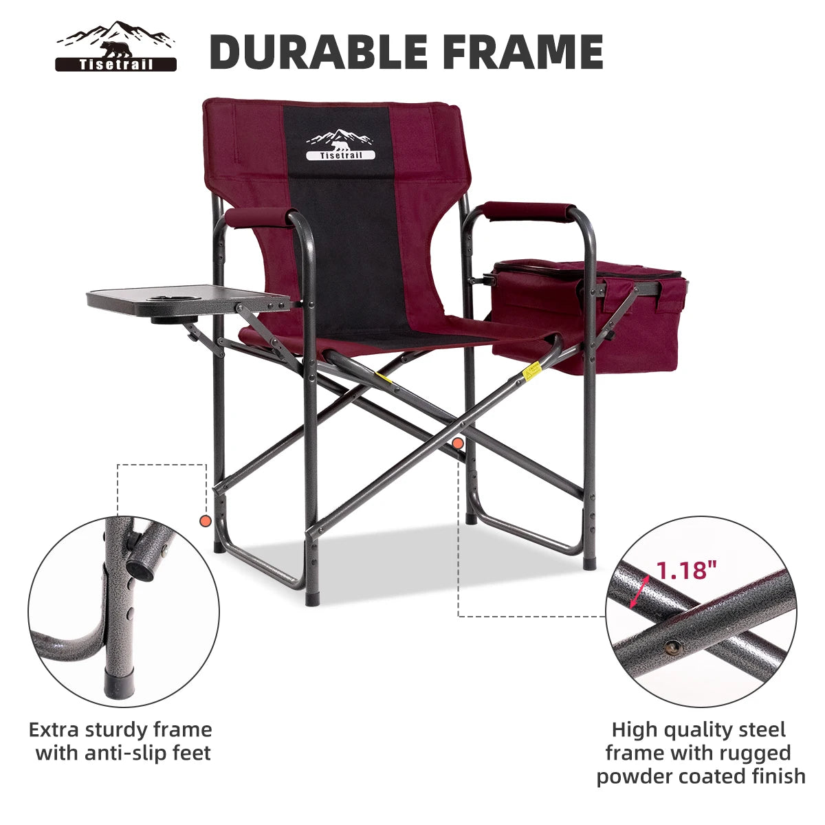 Director Camping Chair with Cooler Bag , Foldable Side Tray .