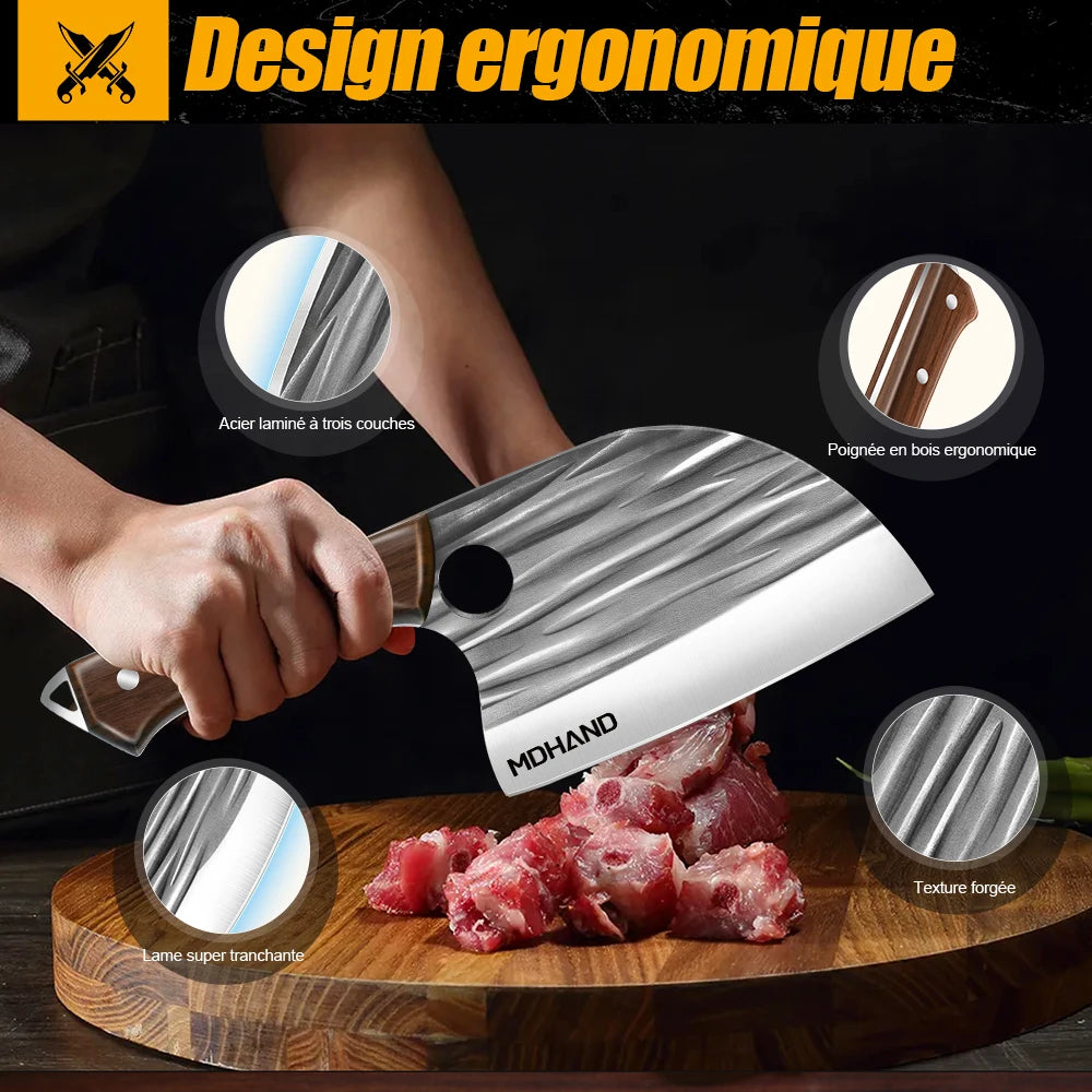 Wood Handle Handmade Forged Meat Cleaver