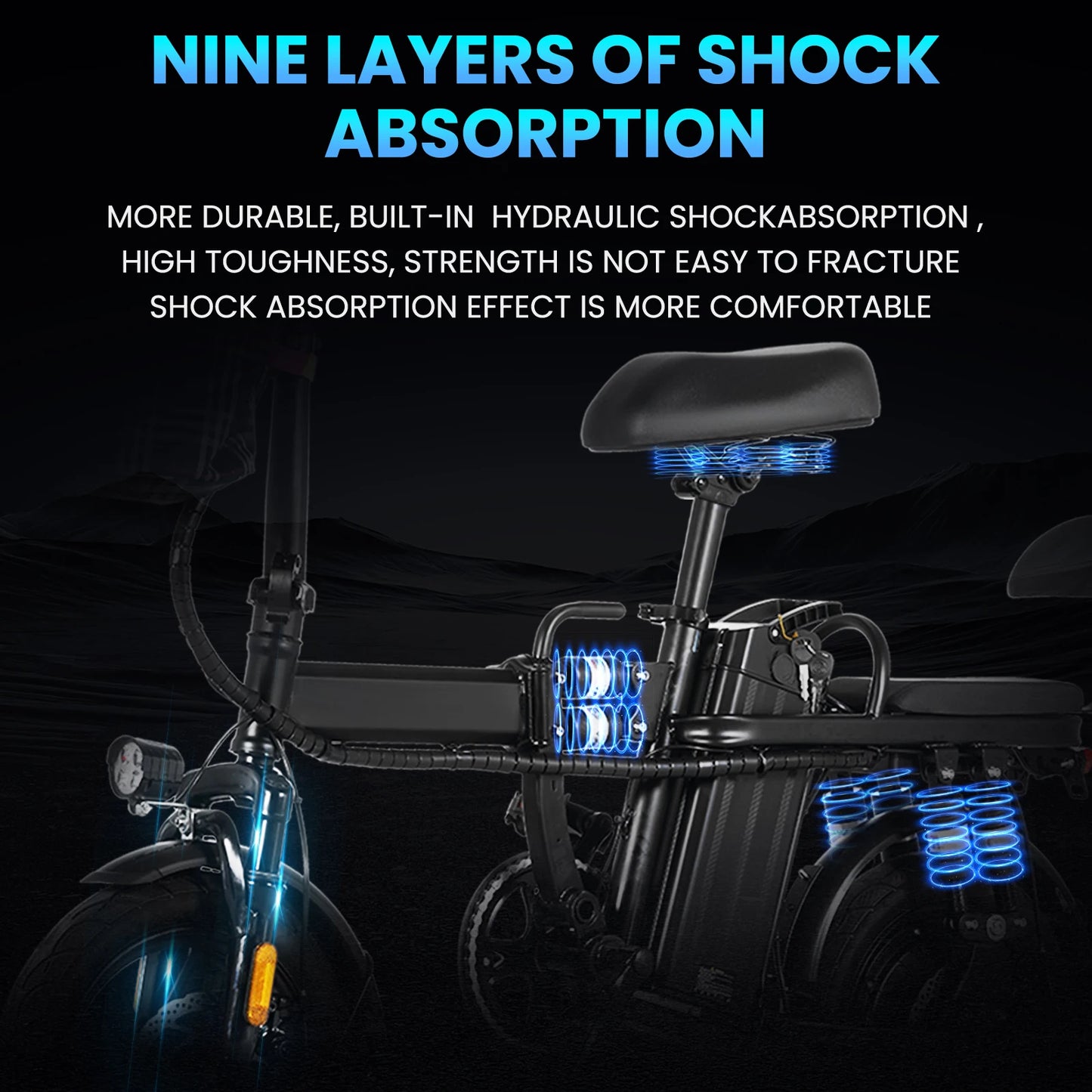 Foldable electric bicycle 500W LED display 3 Modes 14inch tire.