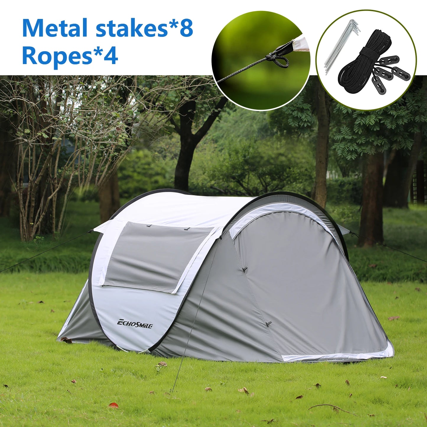 White and gray automatic opening pop up tent