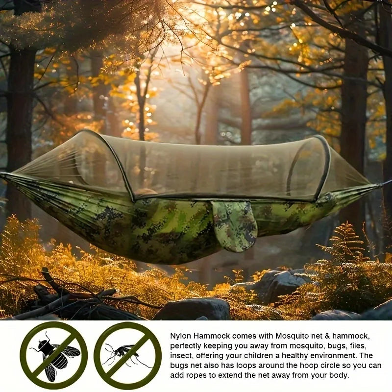 Quickly install hammock, with mosquito net,