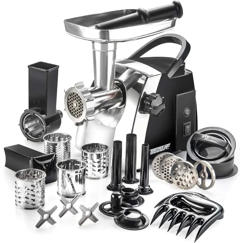 Electric Meat Grinder | 6-in-1 Powerful Home Use Slicer/4 Grinding Plates.