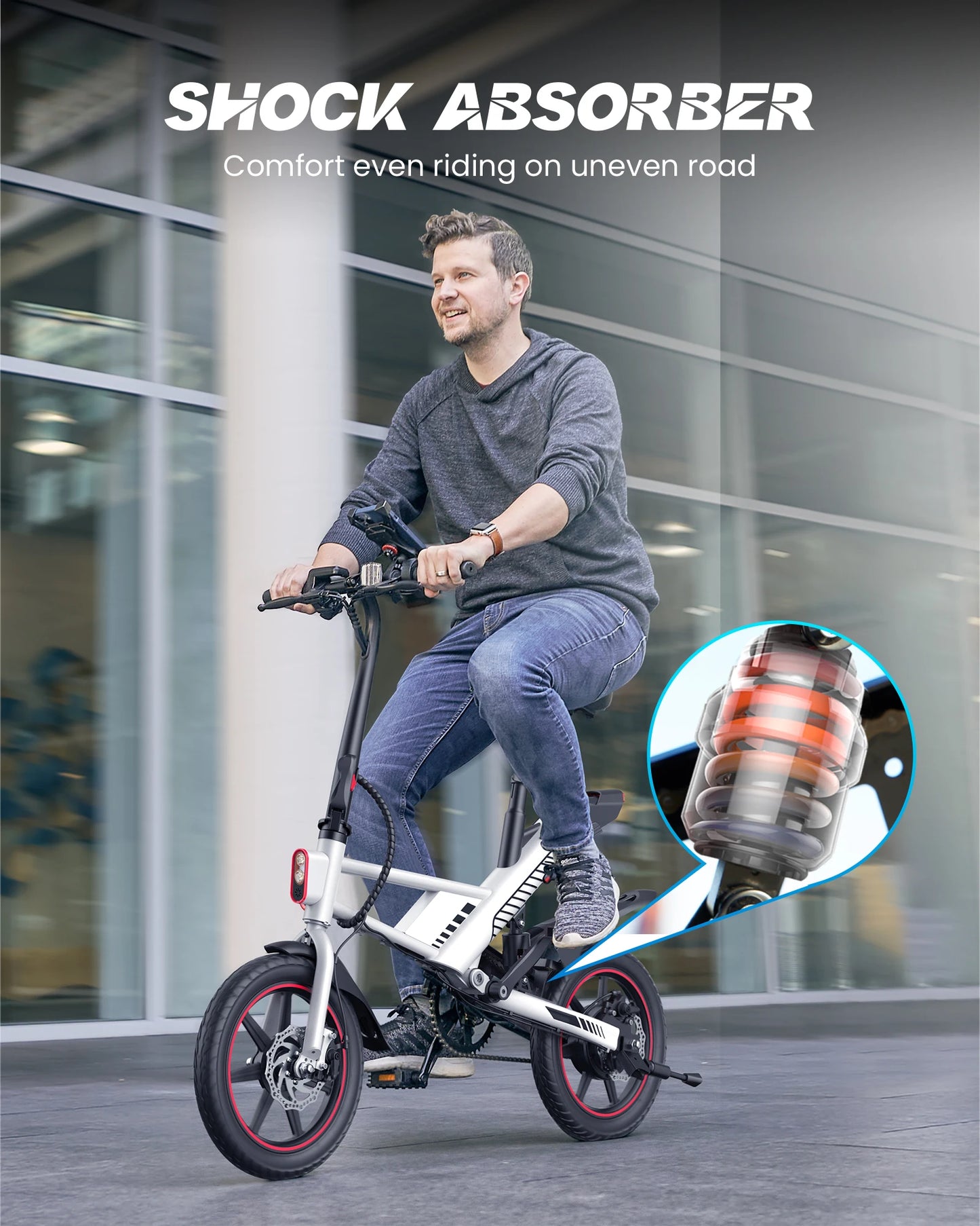 14" - 450W Electric Bike for Adults, 18.6MPH 3 Riding Modes 36V 10AH Battery.