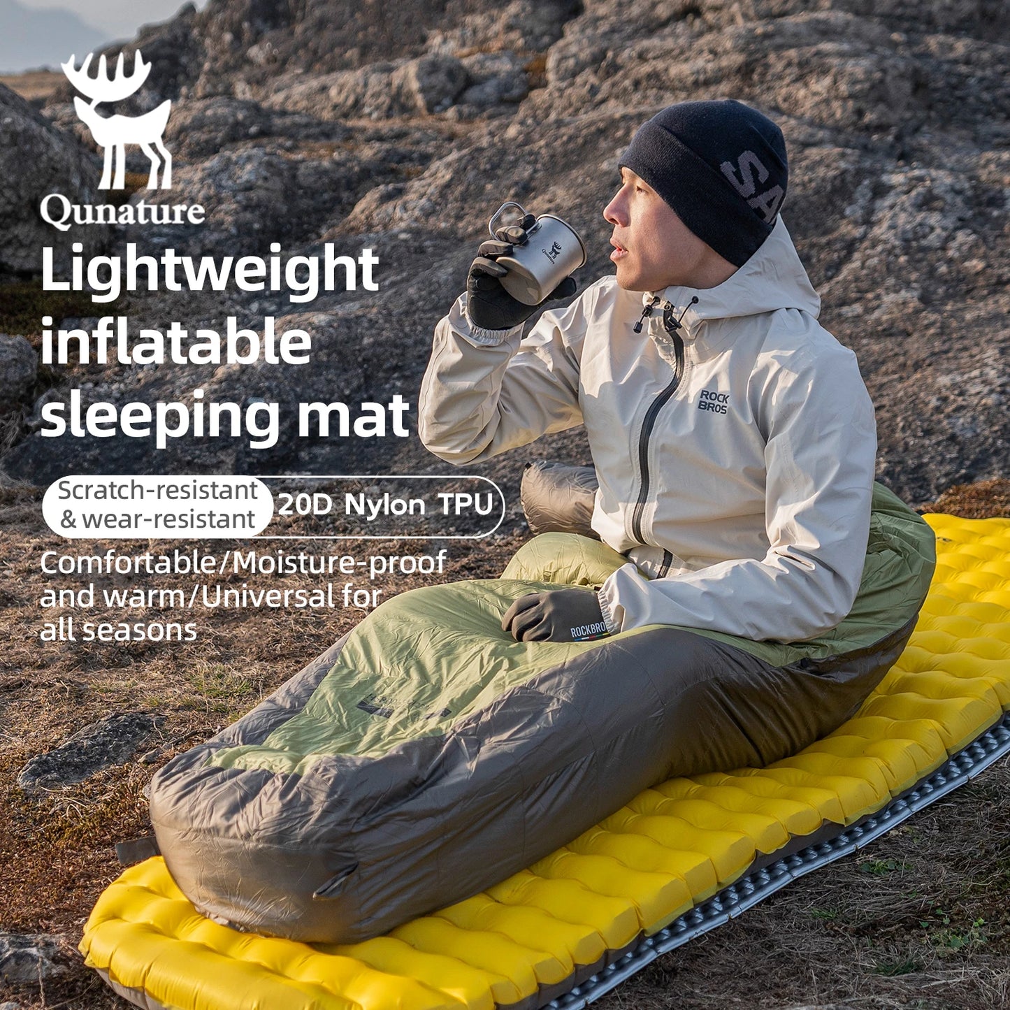 Outdoor Camping Inflatable Mattress Sleeping Pad Ultralight Waterproof.