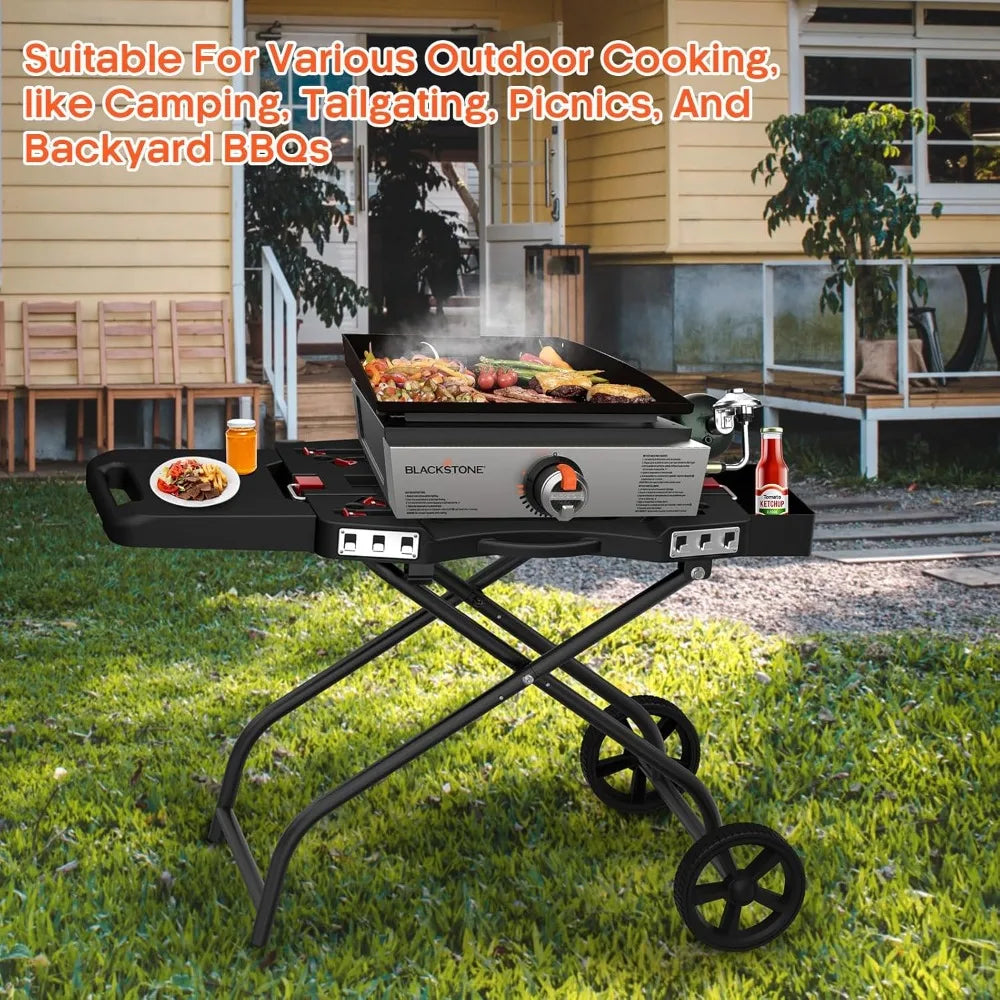 Portable Grill Cart for 17" & 22" Blackstone Griddles and Weber Q1000, Q1200, Q2000, Q2200 Series Grills.