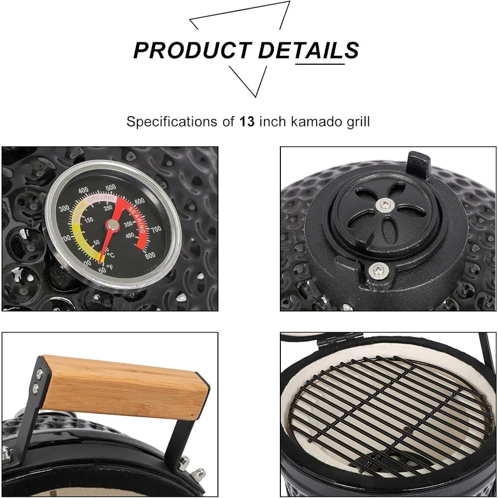 Charcoal Grill and Smoker with Cast Iron Grate.