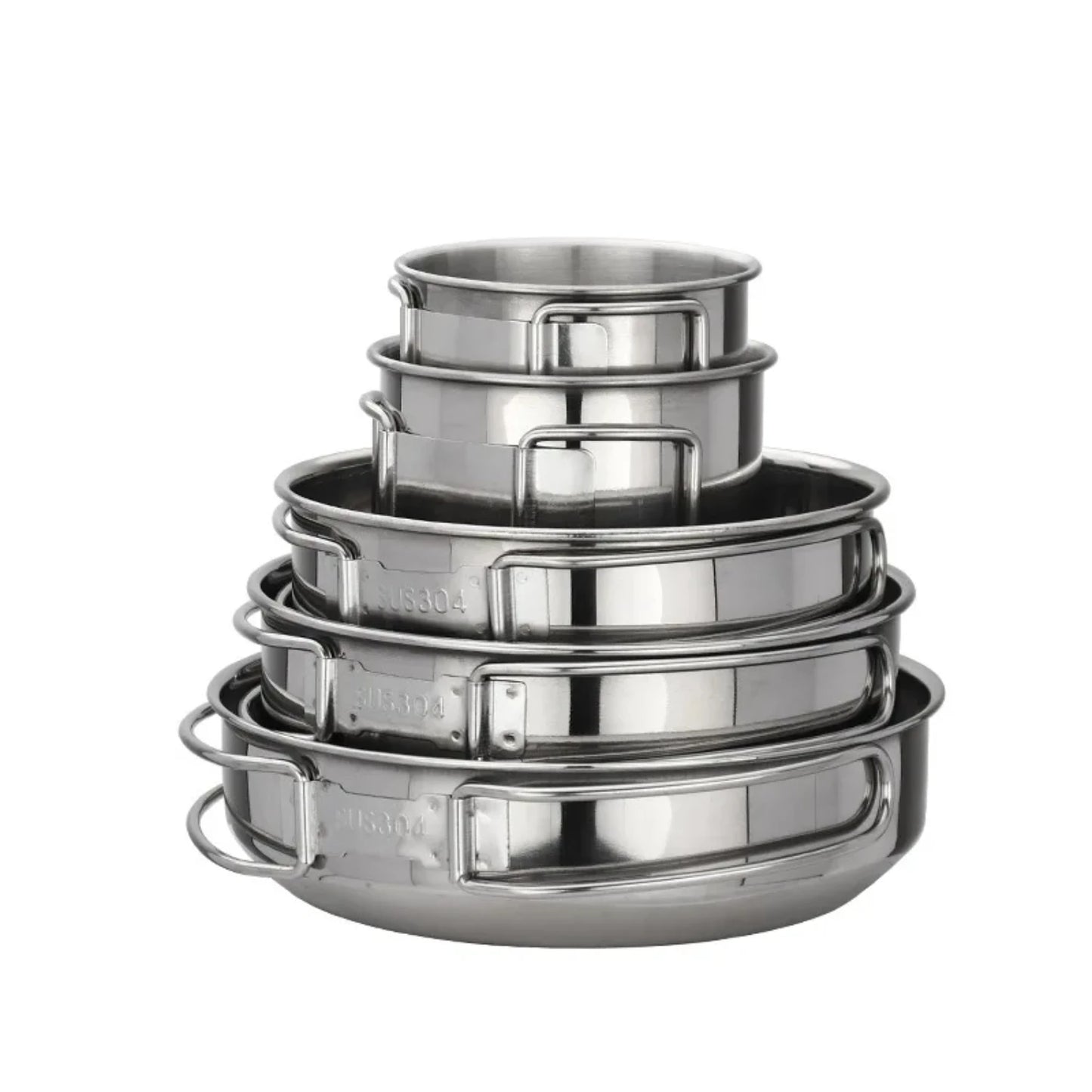 5pcs Camping Pot Set 304 Stainless Steel .