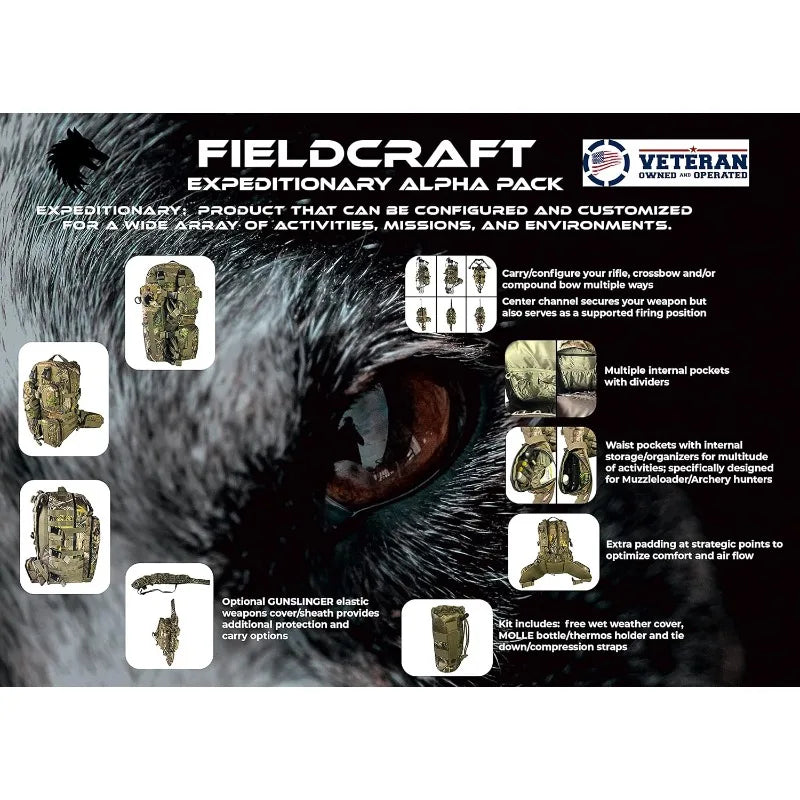 FIELDCRAFT Hunting Backpack Daypack for Rifles, Bows.