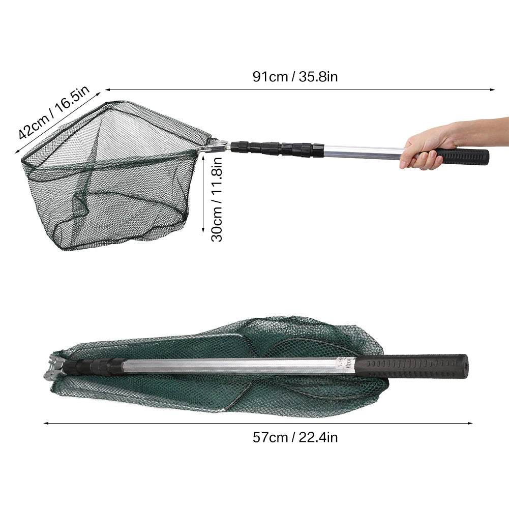 Telescopic Folding Fishing Landing Net 190CM Pole Collapsible Extensible Aluminum long Handle For Bird Fish Catch Aquarium Ponds