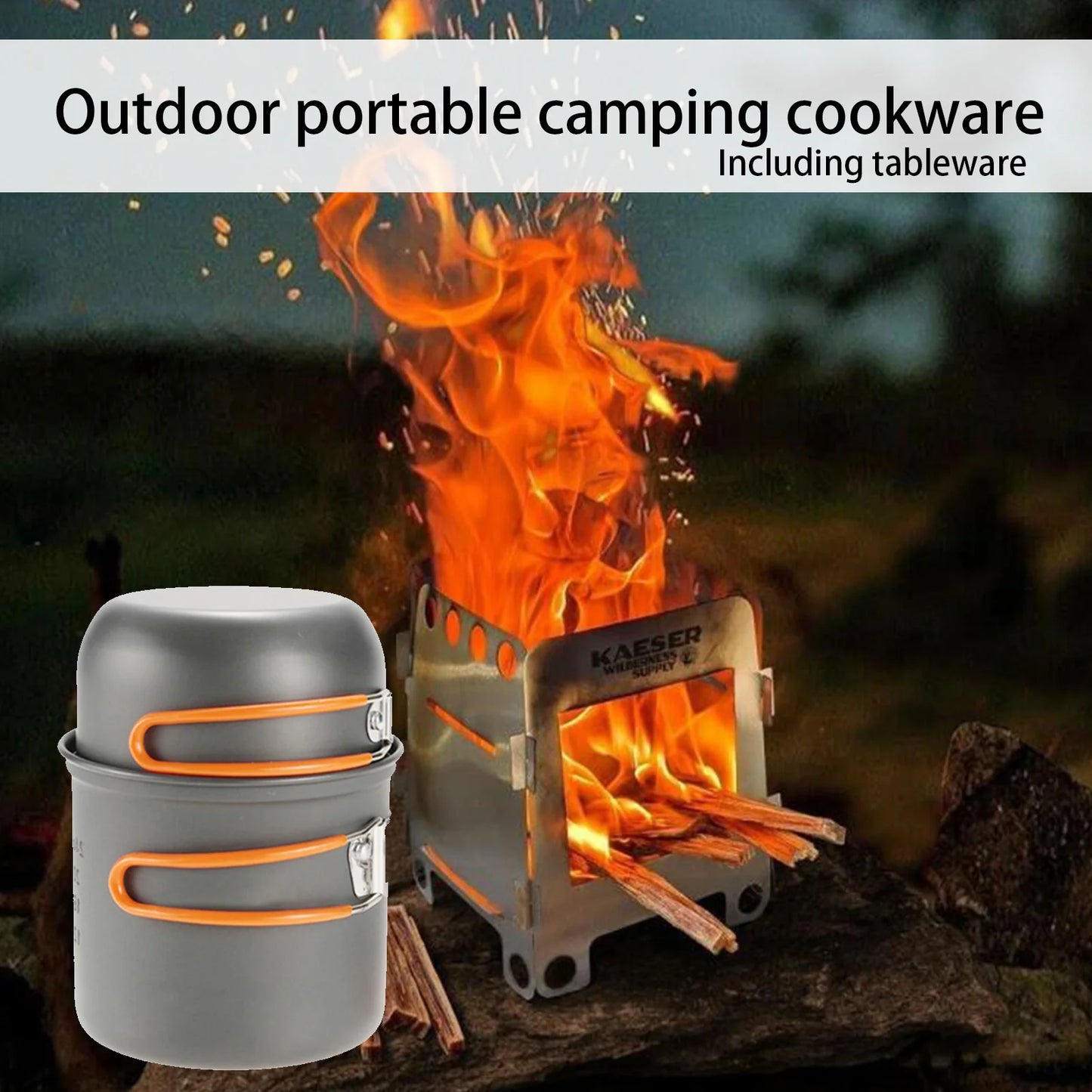 Cooking Set Portable Cook Gear Aluminum Alloy Cookware Set.