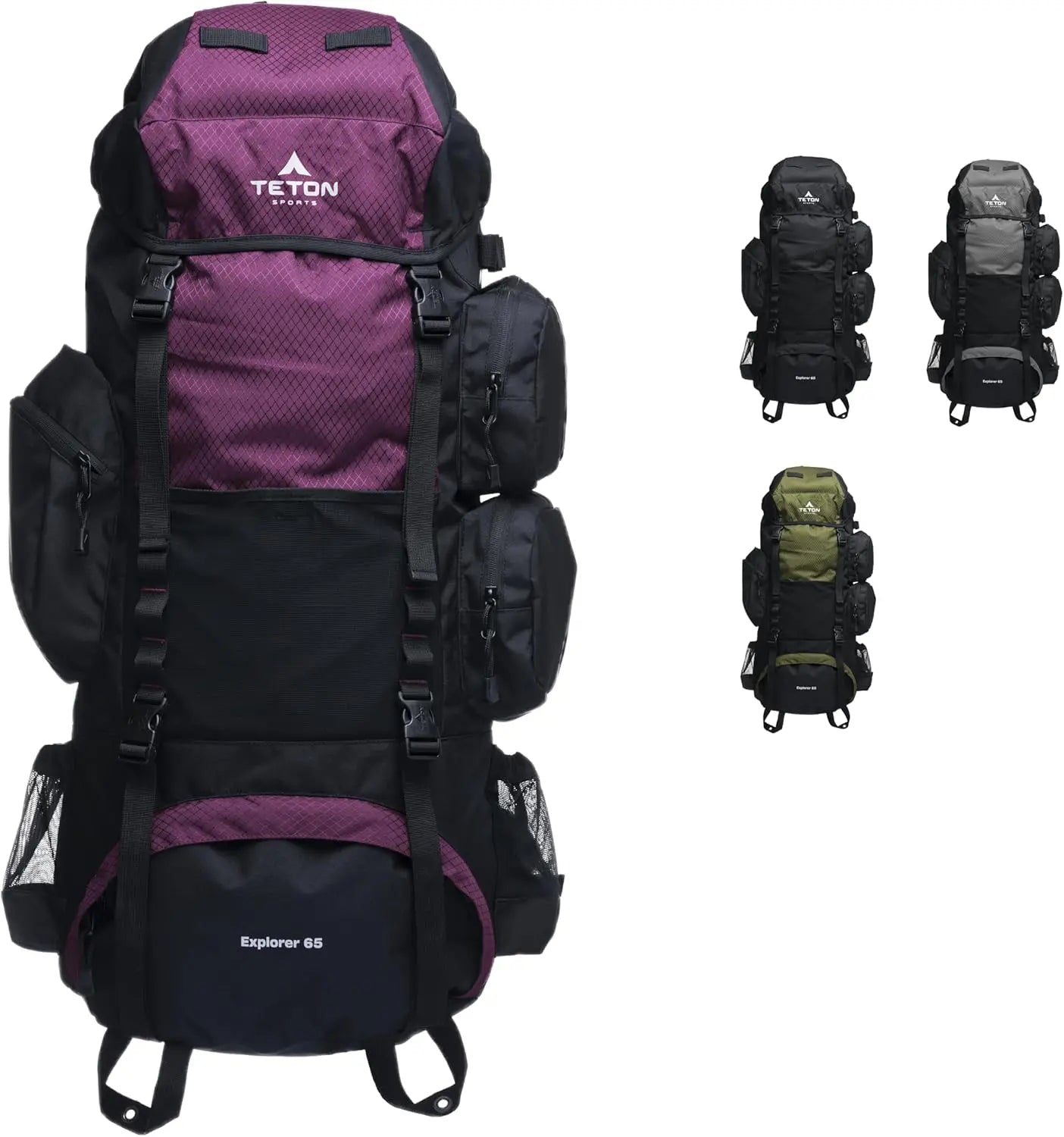 65L Explorer Internal Frame Backpack Rain Cover Included