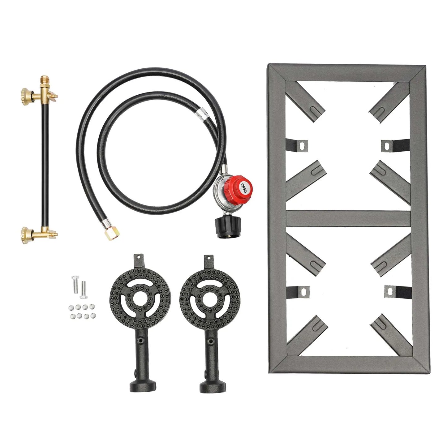 Cast Iron Double Burner Outdoor Camp Stove Propane.