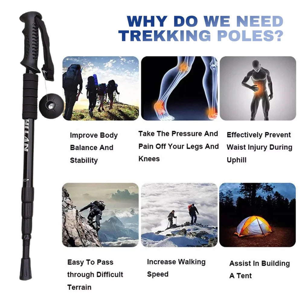 Trekking Poles Aluminum Alloy Telescopic Walking Hiking Stick.