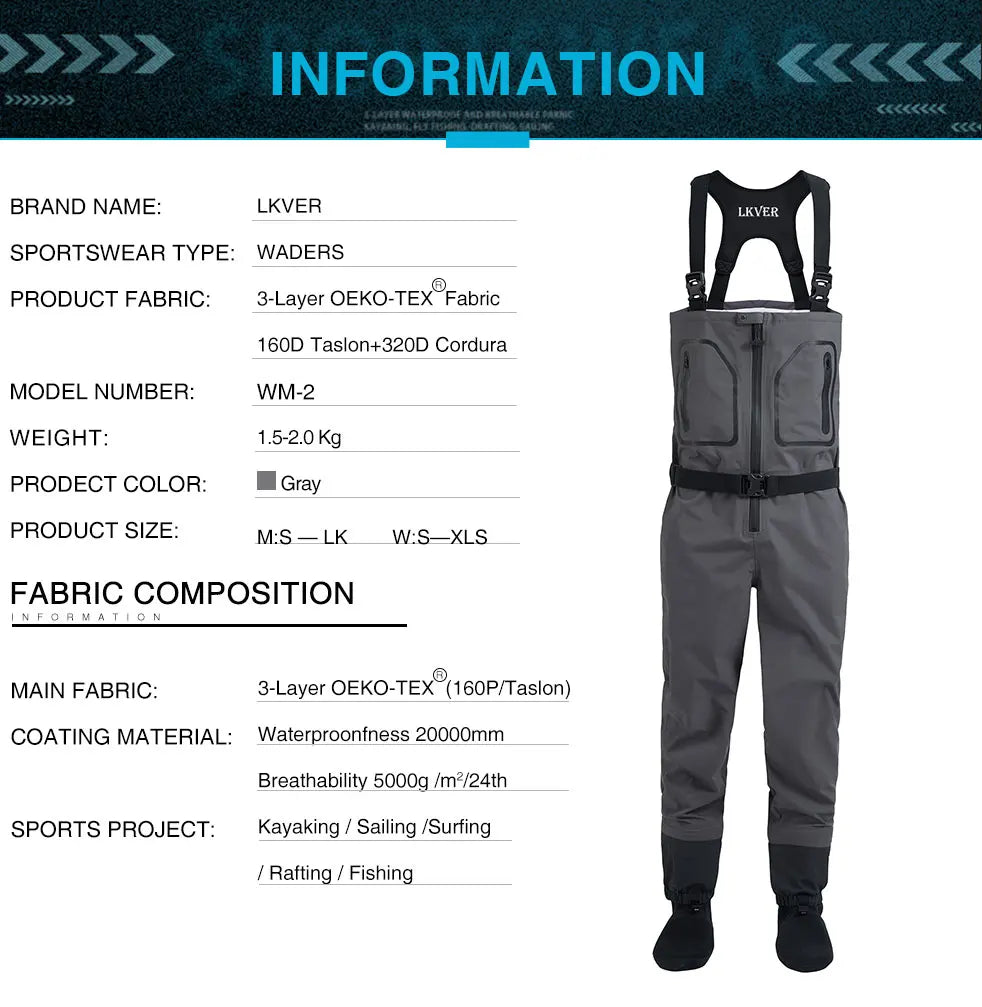 High Quality Men's Fishing Waders Waterproof Breathable