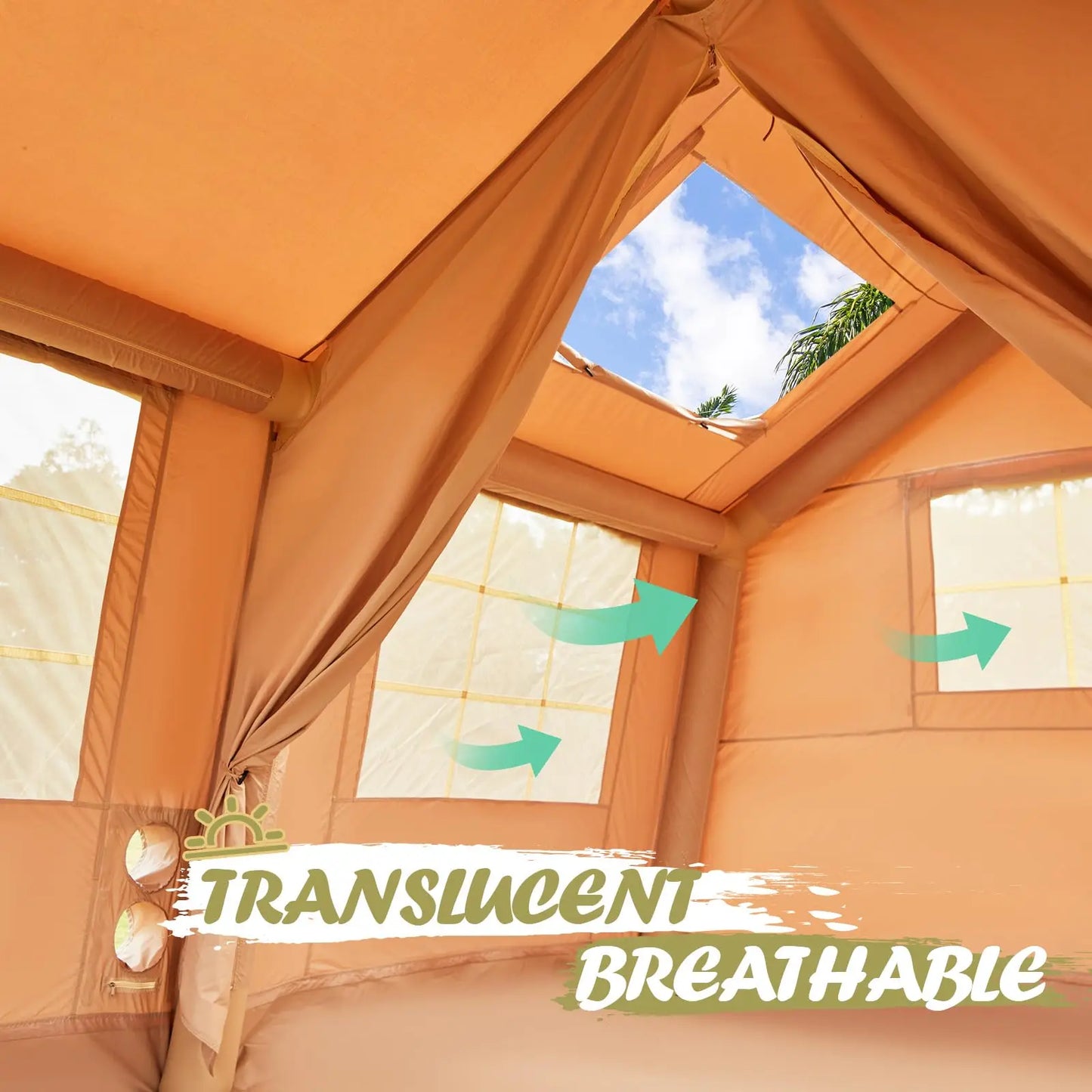 10-12 People Inflatable Tent for Camping 129 sqft .