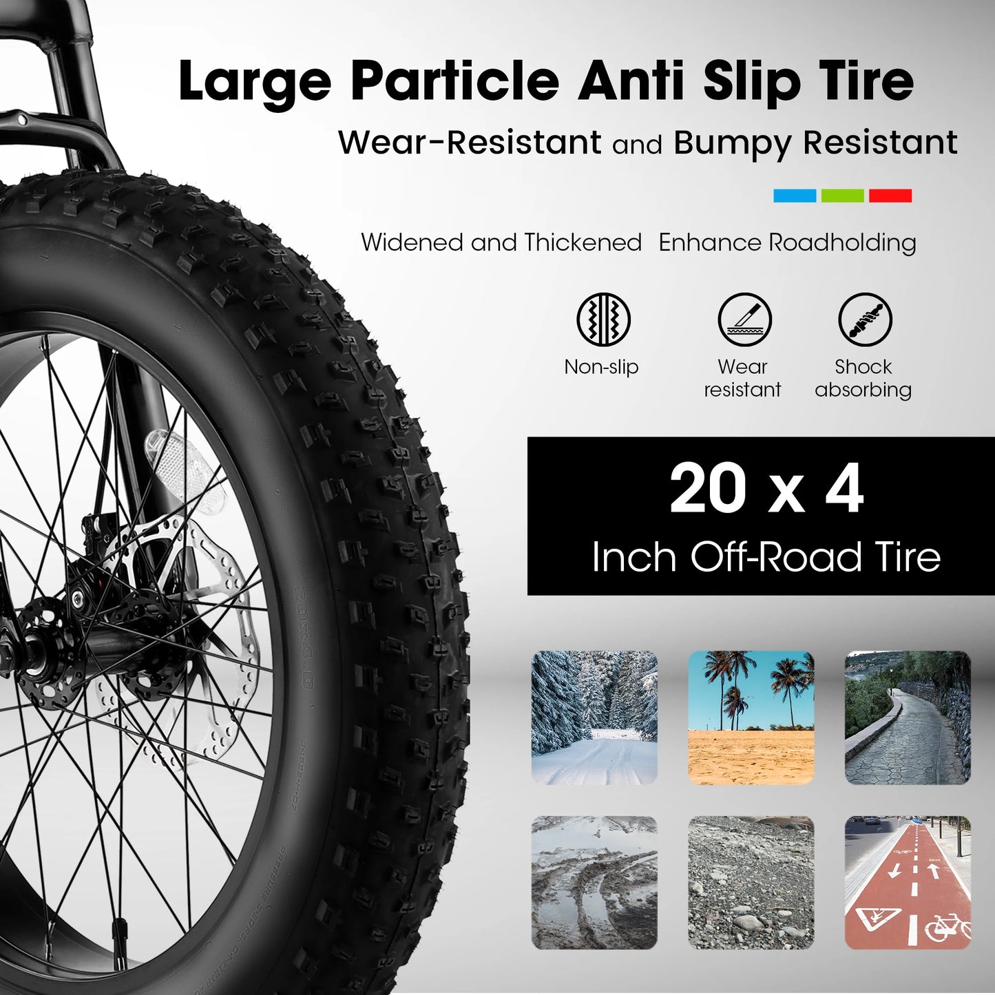 20 Inch Kids' Bike, 4-Inch Wide Fat Tire Mountain Bike, 7 Speed