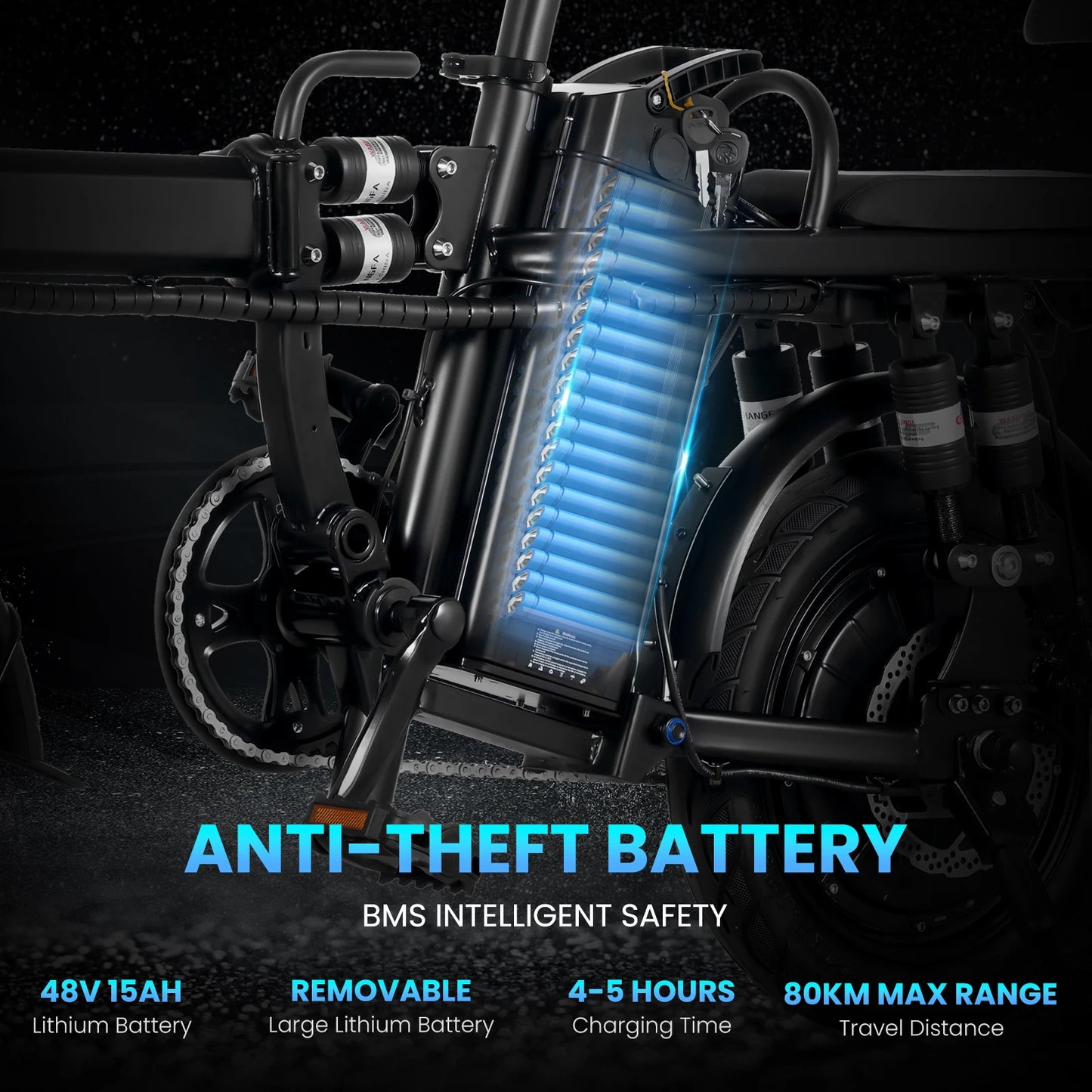 Foldable electric bicycle 500W LED display 3 Modes 14inch tire.