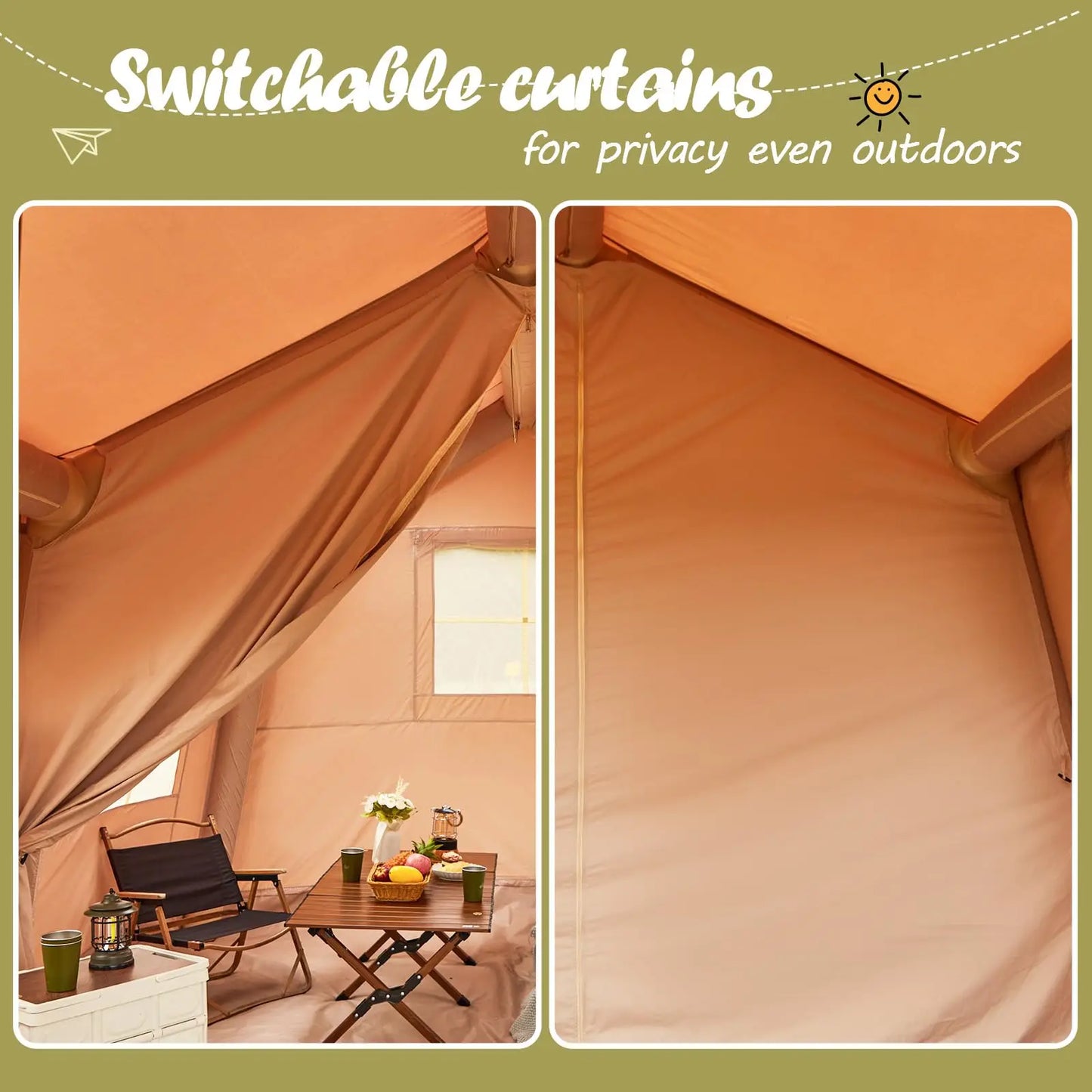 10-12 People Inflatable Tent for Camping 129 sqft .