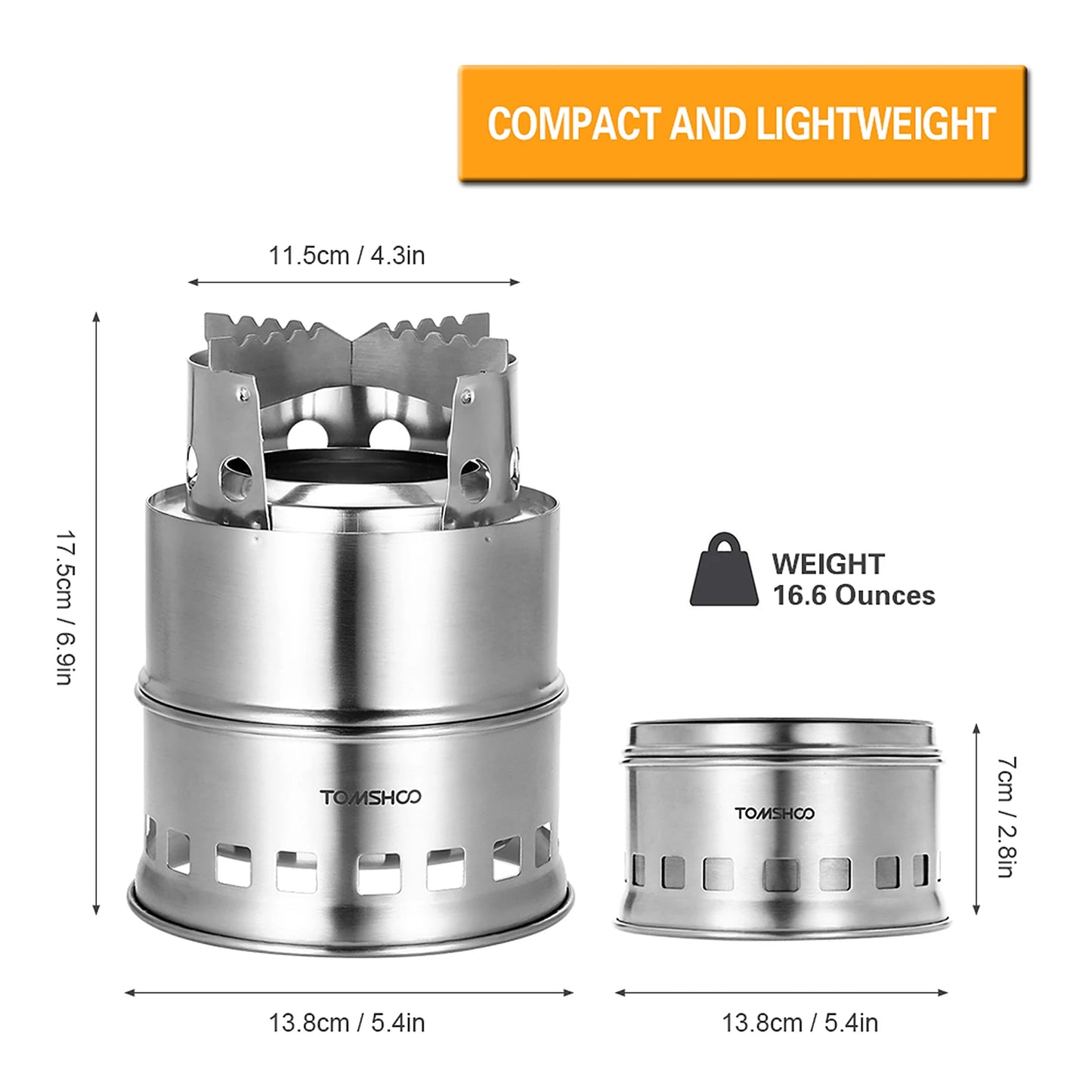 Folding Windproof Wood Burning Stove Compact Stainless Steel