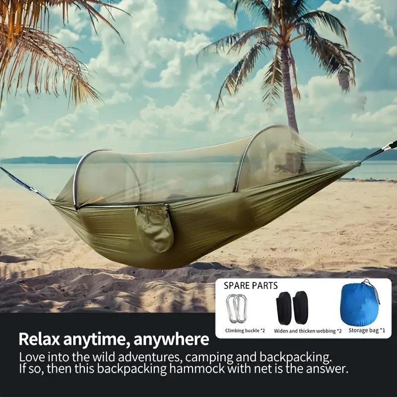 Quickly install hammock, with mosquito net,