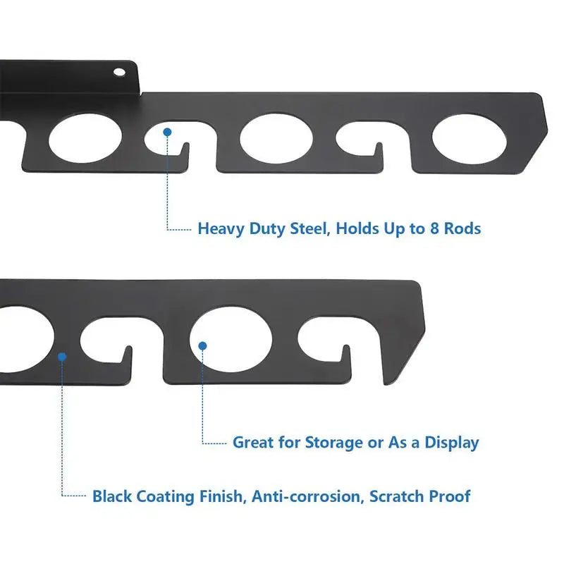 Fishing Rod Storage Horizontal Wall Mounted Fishing Rod Storage Rack Sturdy Steel Fishing Rod Storage Rack Space-Saving Pole