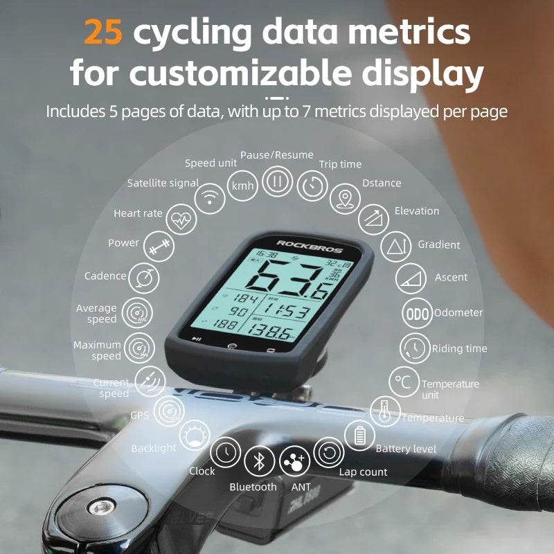 GPS Bike Computer Bluetooth Waterproof Wireless Speedometer Odometer'