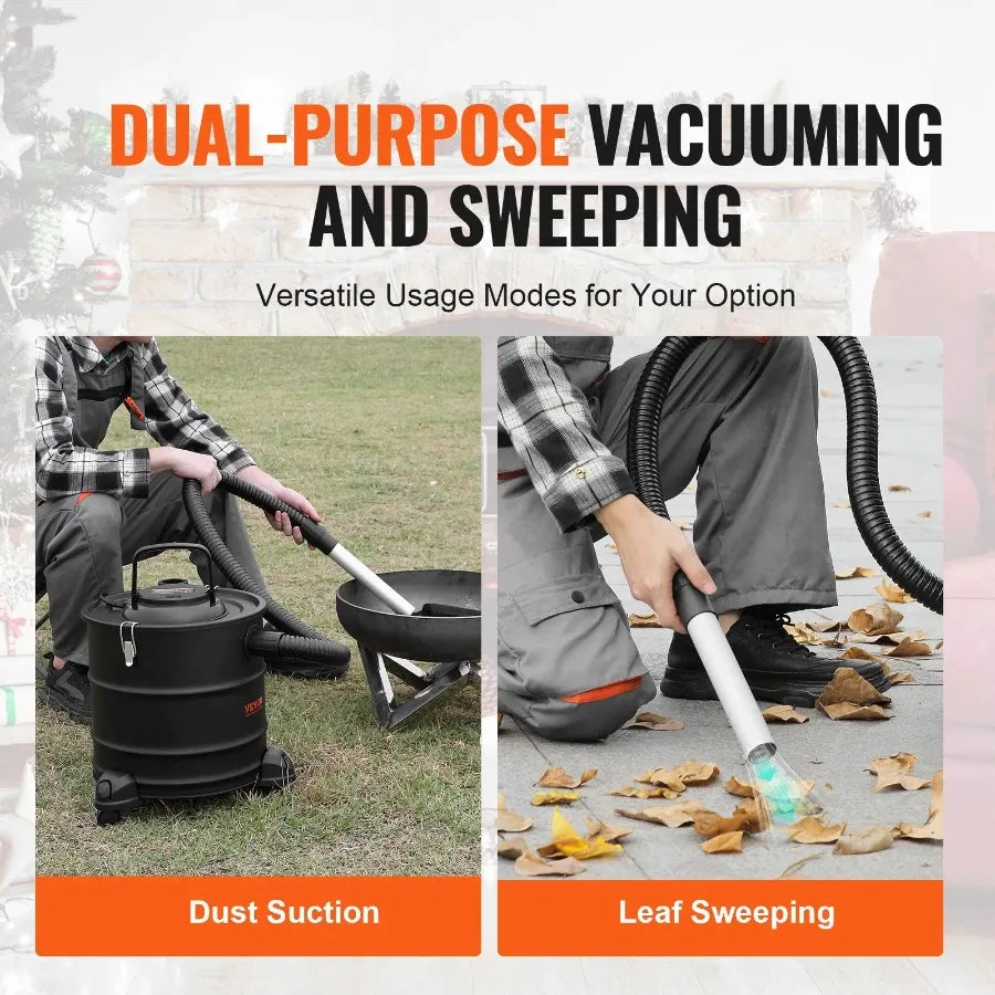 Ash Vacuum5 Gallon 1200W for Fireplaces Pellet Stoves Grills BBQ.
