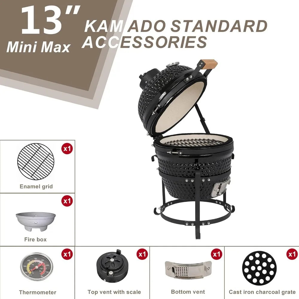 Charcoal Grill and Smoker with Cast Iron Grate.