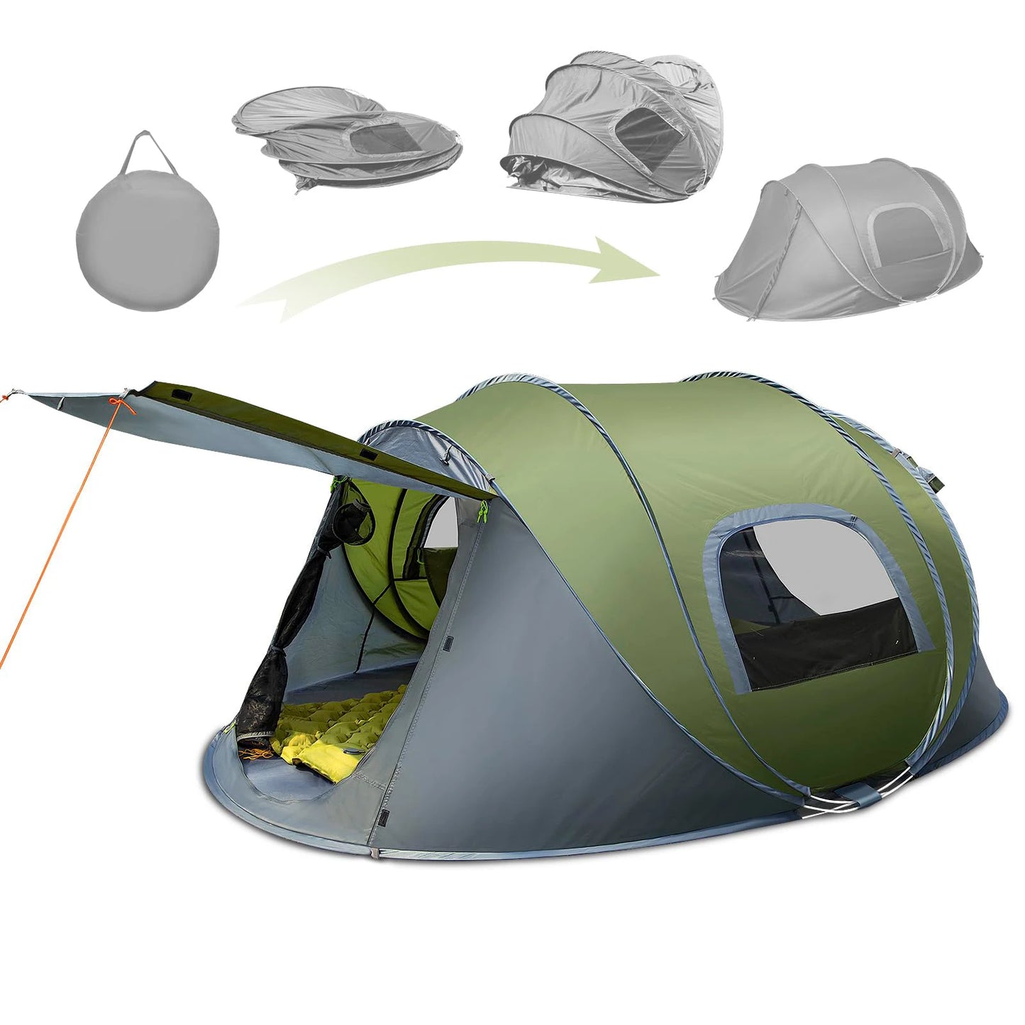 3-4 People Outdoor Throw Open Tent Automatic Pop Up