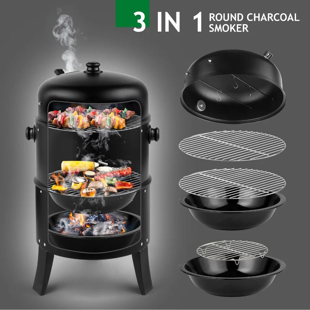 Adjustable Barrel Grill, Built-in Thermometer Combined
