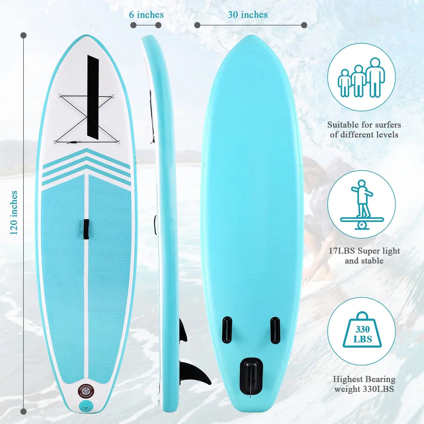 Inflatable Paddle Board with Paddleboard Accessories Triple Action Pump.