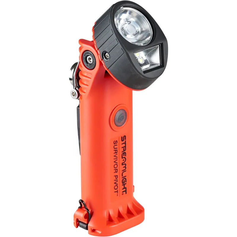 Streamlight 91838 Survivor Pivot USB 325-Lumen Right Angle Articulating Dual Beam Rechargeable Flashlight with Magnet and Clip.