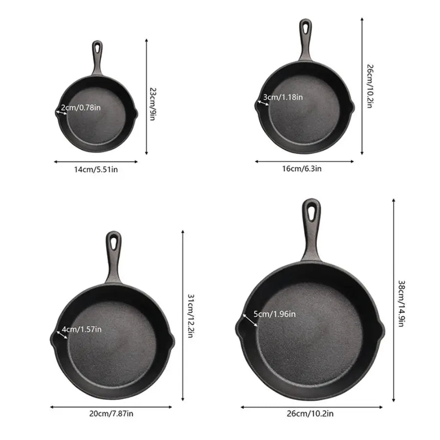 3PCS\4PCS\5pcs Cast Iron Skillet Set 6 Inch/8 Inch/10 Inch Cast Iron Frying Pan.