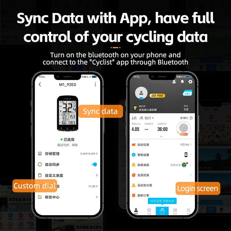 GPS Bike Computer Bluetooth Waterproof Wireless Speedometer Odometer'