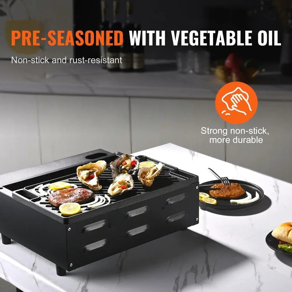 Reversible Cast Iron Griddle Pre-Seasoned.